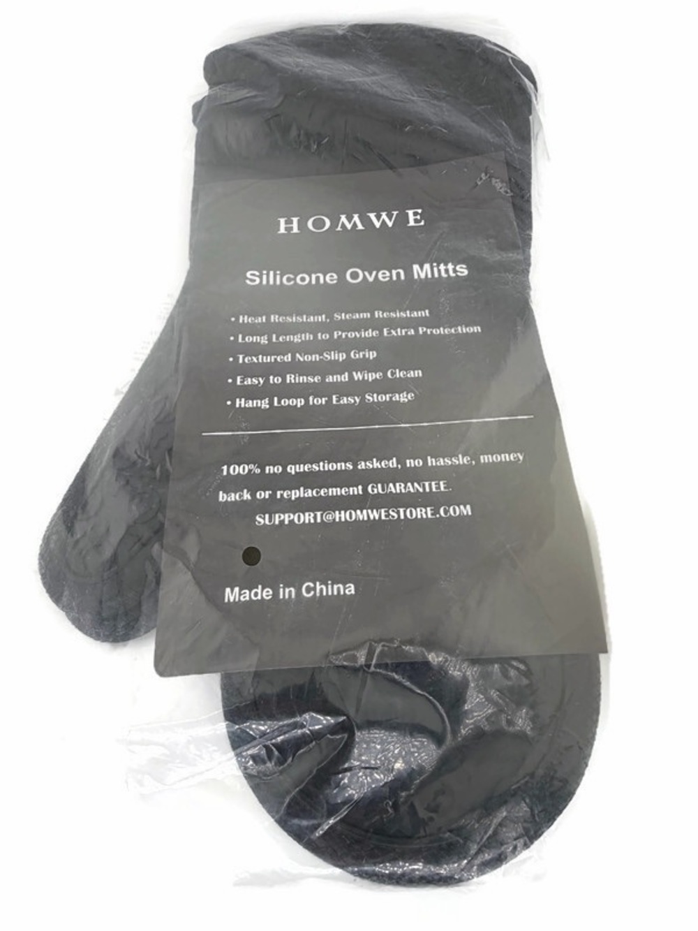 Set of 2 Black Silicone Oven Mitts